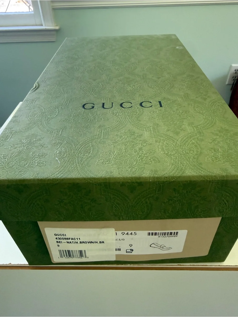 Gucci Cream Textile Loafers with Brown Trim and Gold Horsebit